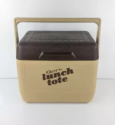 GOTT Lunch Tote Tan & Brown Cooler Model 1806 6 Pack USA Made Vintage  • $19.99