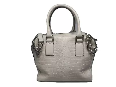 Marc Fisher Kyra Chain Leather Handbag Croc Embossed Satchel Purse Gray Taupe • $55