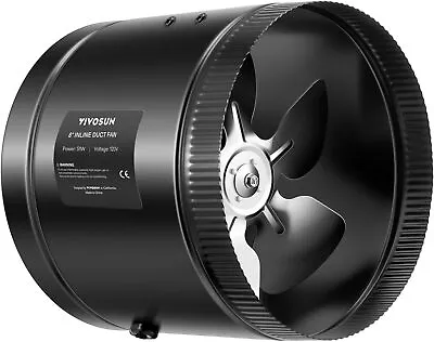 VIVOSUN 4/6/8 Inch 100/204/420CFM HVAC Inlie Exhaust Ventilation Fan W/Low Noise • $25.99