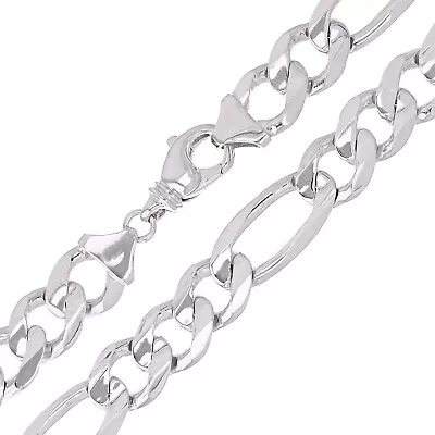 Men's 10k White Gold Figaro Chain Necklace Solid Heavy Link 20  12mm 87.1 Grams • $4267.99