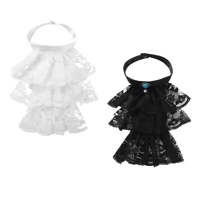 Victorian Lace Jabot Neck Ruffled Collar Steampunk Pirate Costume Accessory • $6.43