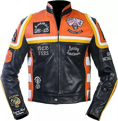 HDMM Mickey Rourke Marlboro Man Vintage Biker Real Leather Motorcycle Jacket • $99.70