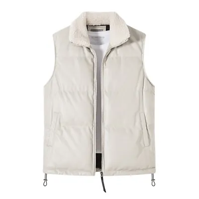 Winter Men's Thicken Leather Vest Lapel Sleeveless Jackets Motorcycle Waistcoats • $39.59