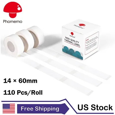 3 Rolls White Square Sticker Thermal Paper 14 X 60 Mm Label For Phomemo D30  • $10.99