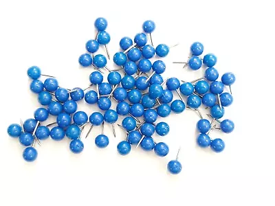 New 80 Round Blue Push Pins 3/8  Diameter Map Pins • $7.49