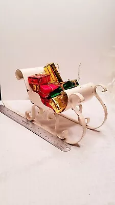 Vintage Metal Sleigh With Gift Packages  13 X 5 X 6 In. • $10