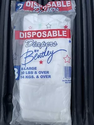 Vintage Bentley Disposable Baby Diapers 3 Pack X-Large XLg 30 Lbs- Over USA • $27.95