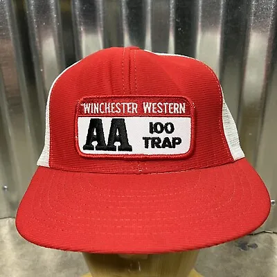 VTG  Winchester Western AA 100 Trap Patch Hat Trucker SnapBack 6 5/8- 7 1/4 USA • $35