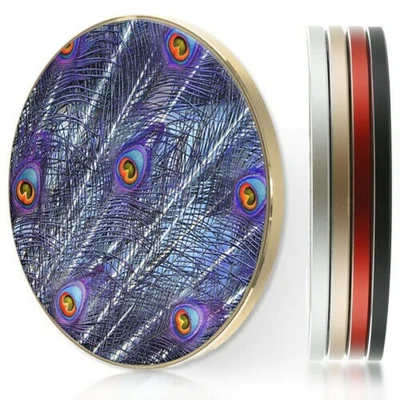 $40.81 • Buy Wireless Charger For Apple Iphone 11/XS/8/Samsung S10/S9 - Blue Peacock Feather