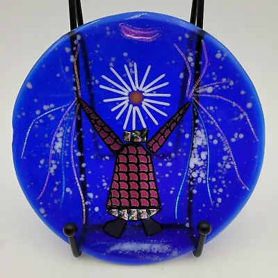 Iridescent Cobalt Blue “Dancer” Made In Alaska Glass Plate Signed Laura Mendola • $39.99