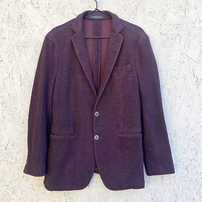 John Varvatos Varick 2-Button Knit Collared Blazer Jacket Sz 38R Eggplant • $109.90