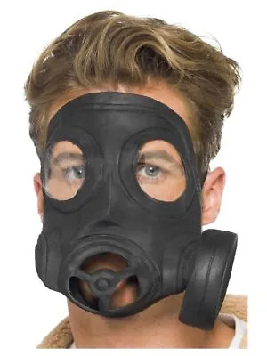 NEW Latex Gas Mask Black WW1 Horrible History Fancy Dress Costume Accessories • £11.99