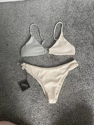 Cream And Grey Bikini Zaful Size 10  • £15