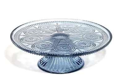 $58.43 • Buy Vintage Pedestal Torte Plate Small Cake Stand Glass Blue