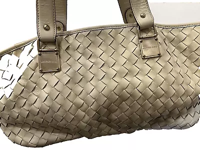 Michael Kors Off White Woven Newbury Leather Handbag Purse Womens • $104.99