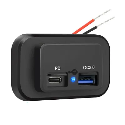 Dual QC 3.0 USB + PD Type-C Fast Car Charger Socket Adapter Power Outlet 12V 24V • £6.90