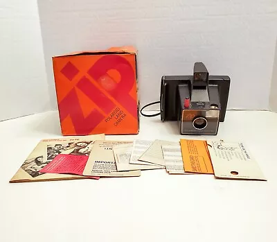 Vtg 1970s Polaroid Zip Land Camera Brown With Box & Books Instant Film Type 87  • $20