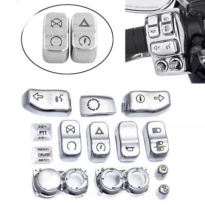 13PCS Chrome Hand Control Switch Housing Button Cover Cap Fit For Harley 2014-UP • $19.66