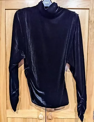 $24.41 • Buy BNWT M Zara Black Velvet Limited Edition Long Sleeve Asymmetric High Neck Top 10