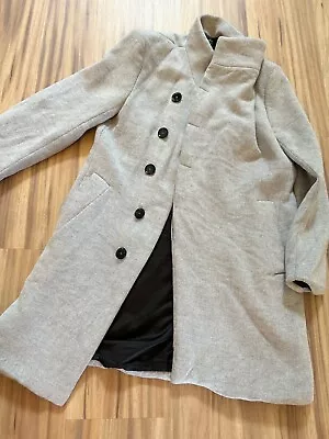 Zara Soft Gray Pea Coat Mid Length High Neck Women’s Large • $29.99