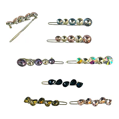 Silver Colour Metal Hair Clips Slide Diamante Stone Embellishmen Accessories NEW • £3.69