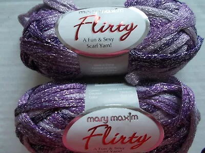 Mary Maxim Flirty Ruffle/fine Mesh Yarn Plum Perfect Lot Of 2 (44 Yds Each) • $18.99