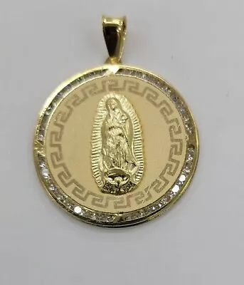 10KT Virgin Mary Pendant - Real Yellow Gold Diamond Cut 5mm Bail 3.11 Grm • $205