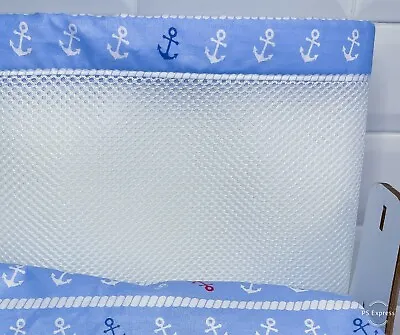 2 PCS Breath Easy Air Mesh Cot Bed Bumper-White&Anchors(315cmx30cm & 150cmx30cm) • £29.99