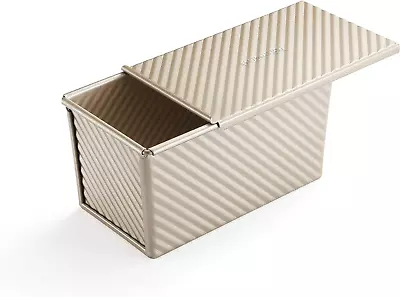 Pullman Loaf Tin W Cover Bread Toast Mold Corrugated Loaf Pan W Lid 450g Dough • £32.42
