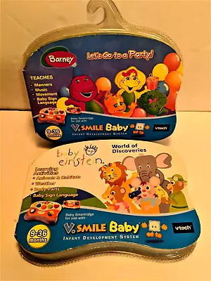 $24.99 • Buy Baby Einstein World Of Discoveries + Barney Lets Party 9-36 Mos. VTech VSmile 