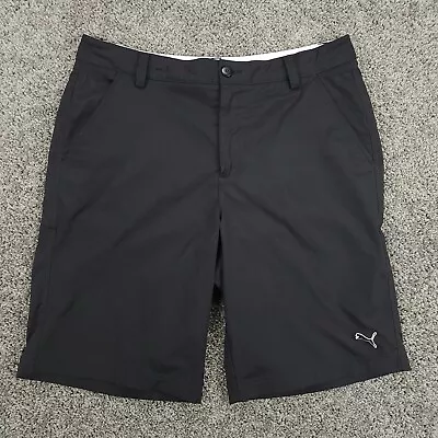 Puma Solid Tech Golf Shorts 34 Black Performance Active Outdoor Chino Stretch • $19.99