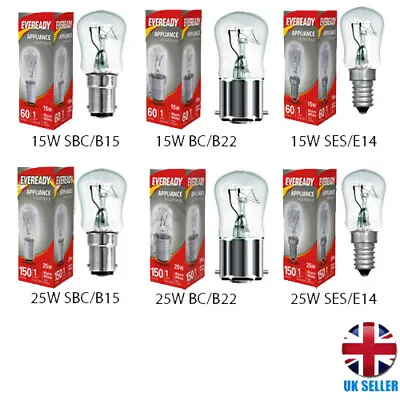 £11.95 • Buy Universal Appliances Bulb 15w 25w Pygmy Light Lamps E14 B22 B15 Screw Dimmable 