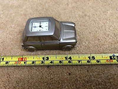 Mini Car Shaped Metal Clock Heavy Silver Needs New Battery • £10