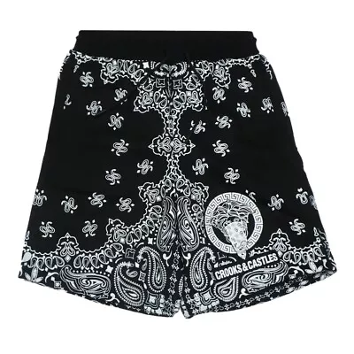 Crooks & Castles Men's Bandana Core Medusa French Terry Sweat Shorts In Black • $29.99