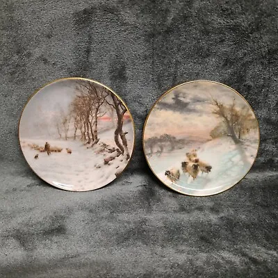 Two Miniature Coalport 3  Plates Sheep In Winter Painting Scenes • £8