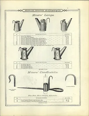 1895 PAPER AD Vintage Antique Miners' Candlestick Miners' Lamp Lamps  • $29.99
