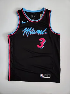Miami Heat Dwyane Wade Black Vice City Edition Jersey Size S To XL • $59.99