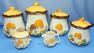 Arnel’s Mushroom Canister Set Ceramic Retro Kitchen Sugar Creamer Cookie Jar • $139.99