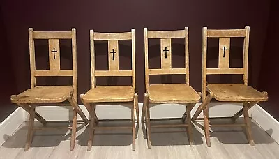 4 Antique Mealing Brothers Of High Wycombe Church Or Chapel Folding Chairs • £295