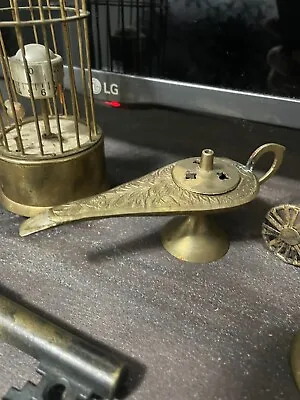 Vintage Brass Genie Aladdin Lamp Style 6 1/2  Incense Burner • $22.50