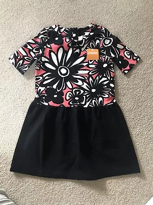 NWT GYMBOREE Dress Girls 10 Floral Top Black Skirt White Peach Flowers • $13