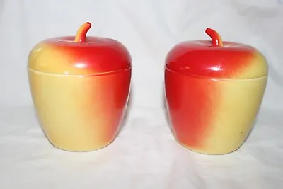 2 Vintage Hazel Atlas Apple Condiment Jelly Jam Jars W/Lids • $7.95