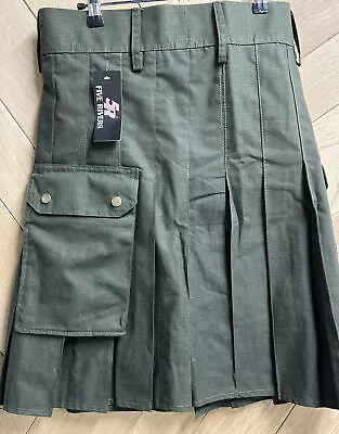 $54 • Buy NWT Men's Olive Green Scottish Fashionable Utility Kilt Cargo Pockets Kilt Sz 30