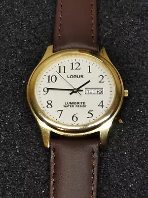 Unisex Lorus Lumibrite VX33-X034 Quartz Watch With Brown Leather Strap - 603 • £5.95