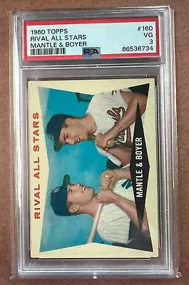 1960 Topps Mickey Mantle & Ken Boyer Rival All Stars  #160 PSA 3 • $55