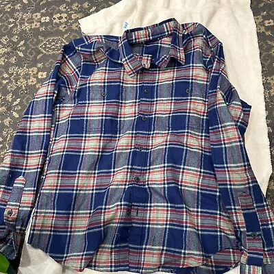 J. CREW Flannel Long Sleeve Madras Plain Shirt Mens XL Blue Multicolor Slim Fit • $20