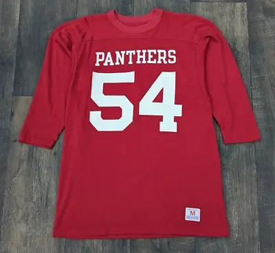 VTG  1970s Champion Products Panthers Football Cotton Nylon Durene Shirt M Red • $40