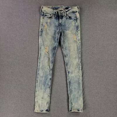 H&M Skinny Low Waist Jeans Size 27/30 Acid Wash Stretch Denim Distressed • $12.57