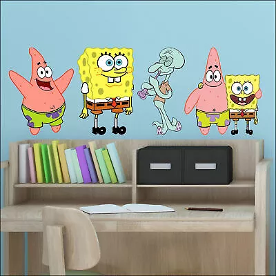 4 SpongeBob Patrick Squidward Full Colour Wall Stickers Matt Or Gloss 3 Sizes • £8.49