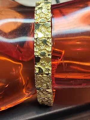 14K Yellow Gold Men-Lady Nugget Style Link Designer 7 1/2   Bracelet 19.3 GRAMS • $1399